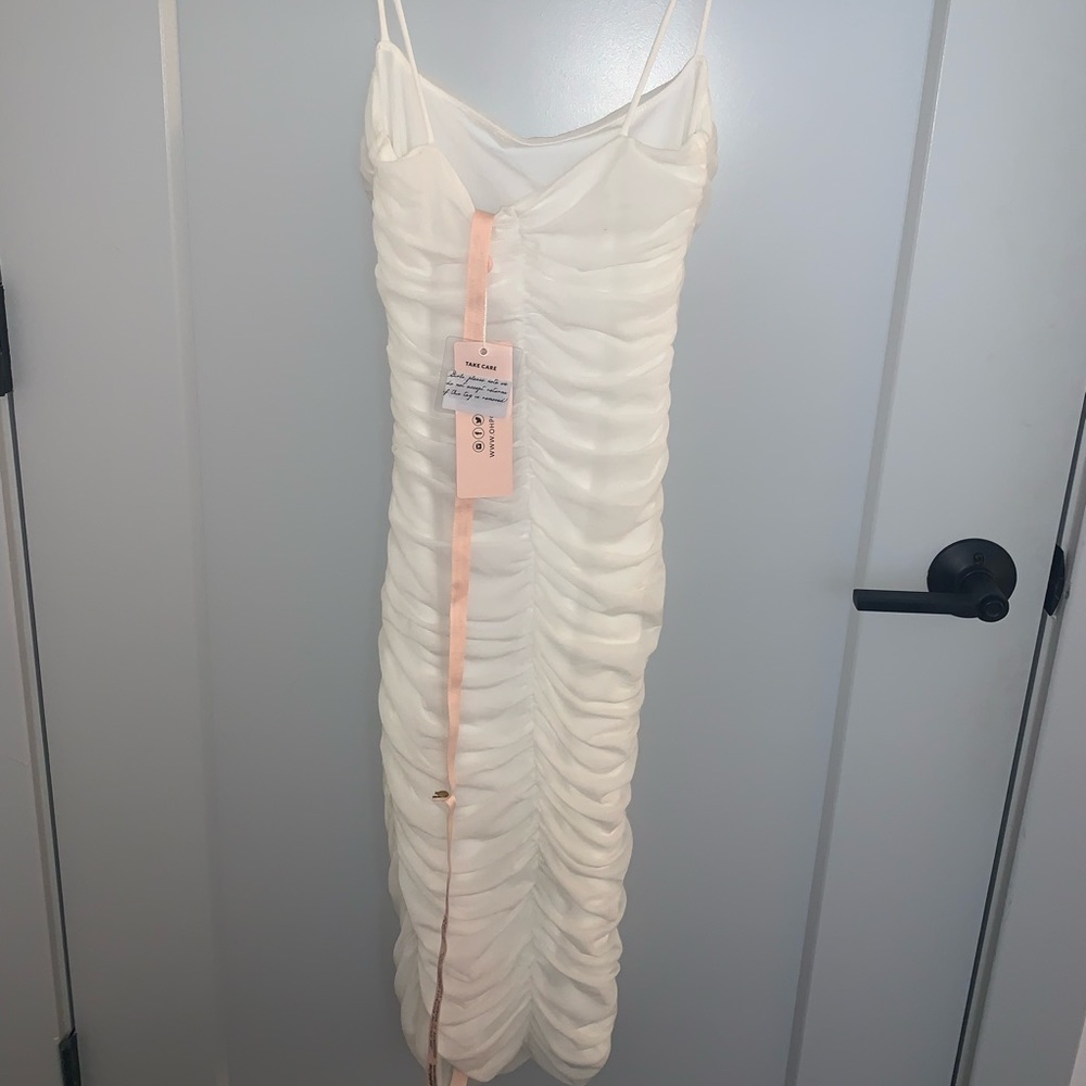 White Ruched Dress - Picture 3 of 5